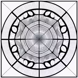 an intricate black and white image with squares,an artistic black and white drawing with lines