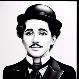 black and white image of a man with a hat