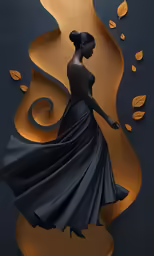 the woman with a dress is walking around in front of leaves