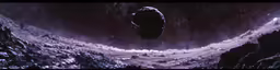 an alien flying through the sky with mountains and rocks in the background