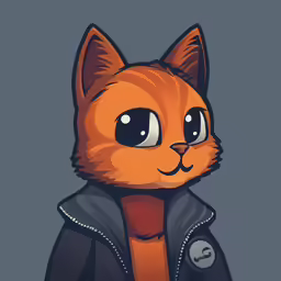 an orange cat wearing a black jacket