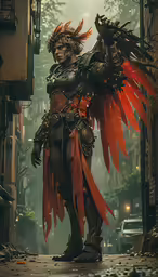 a person in an asian dress and some sort of armor