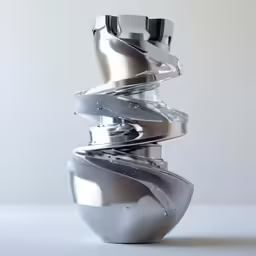 three dimensional objects with silver paint all over them