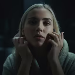 the blonde woman is talking on her phone