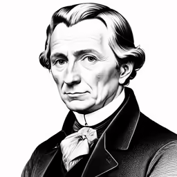 a black and white drawing of a man wearing a suit