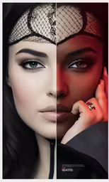 a lady wearing a veil has her image combined into the same photo