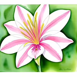 this is a painting of a lily with colorful stamens