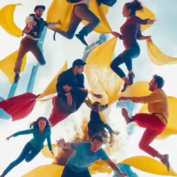 an image of many people doing tricks in the air