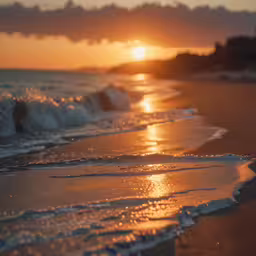 sun setting behind the horizon at a sandy beach