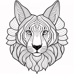 the head of an adult tiger in a geometric pattern,a lion