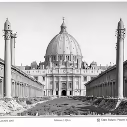 black and white photo of the dome of a building