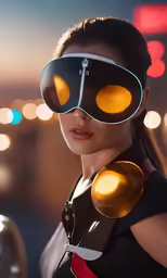 an woman is wearing a pair of goggles