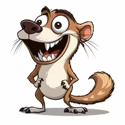 a cartoon fox with teeth showing off its wide open mouth