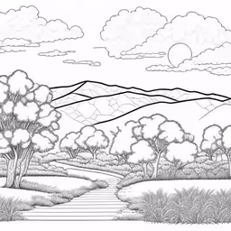 a landscape scene is shown in white and black,a picture of the landscape from a notebook