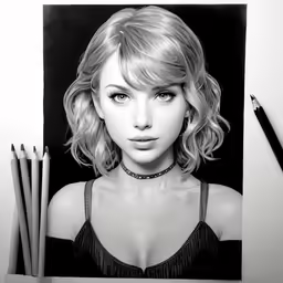 black and white photograph of taylor taylor with her nametag