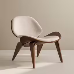 a chair with a wooden frame and white fabric