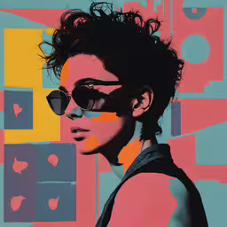 an abstract painting with a woman