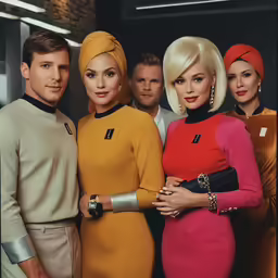 three models wearing headwrams with a woman