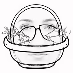 a drawing of a man wearing glasses and branches