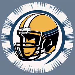 a black and yellow helmet with the colors of the football team is shown,a helmet is placed on top of a blue background,a football helmet painted in a circle,a drawing of a football helmet on top of a blue and yellow circle,an image of a football helmet with a helmet on it