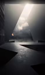 an abstract black and white photo in a room with sun shining