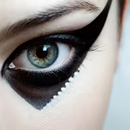 a close up shot of an eye with makeup