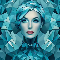 a blue woman with blue hair and blue eyes