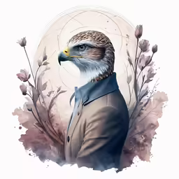 a bird of prey wearing a suit and tie