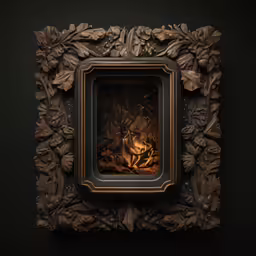 a painting with a glass and gold frame