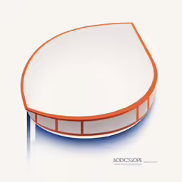 an orange and white object is on a light grey background