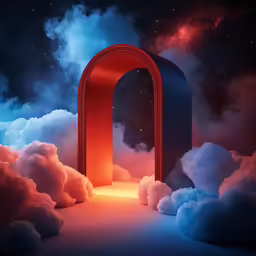 an abstract image of an archway in the clouds