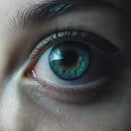 an eye with a reflection of the eyes