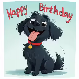 a dog is happy for a birthday with the words, happy birthday on it