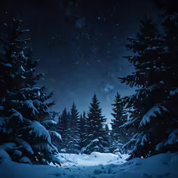 a snowy road that is next to a tree covered forest