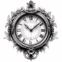 a wall clock with floral motif is shown in an artistic way
