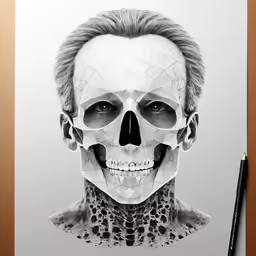 a drawing of a skeleton and his skull face