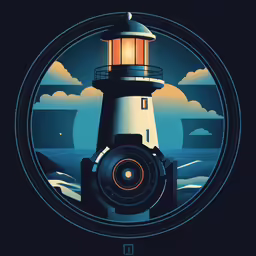 a light house with the night sky in the background