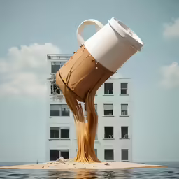 a big mug is upside down in the water