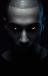 a man with yellow eyes and dark skin