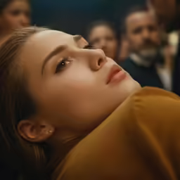 a woman laying her head on the other side