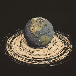 the earth is spinning around on top of a black surface