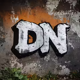 graffiti is spray painted on the cement wall of an abandoned building