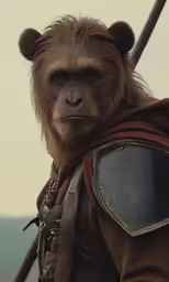 the character dressed in a giant costume with a sword