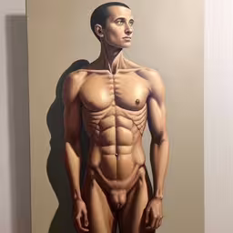there is a painting with a male torso,an image of the artwork of a naked man