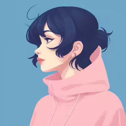a female with a pink hoodie looking back