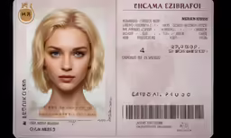 the id card for the beautiful blond hair doll
