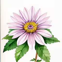 a drawing of a large flower on a white background,this painting shows a pink flower with yellow centers