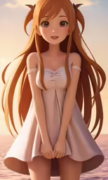 a girl posing in a dress on the beach