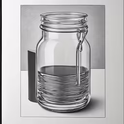 a drawing of a jar with water inside