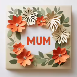 an orange flowered paper wreath with a name written in it